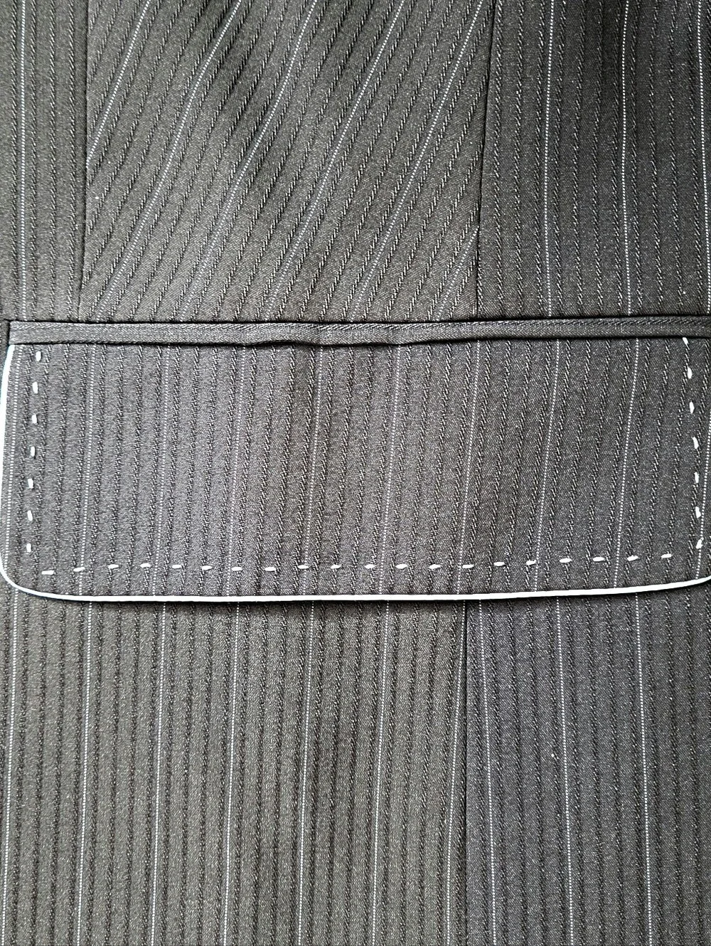 Tahari ASL Blazer Size 22W Black Blue Pinstripe Thick Stitch Trim Flap Pockets